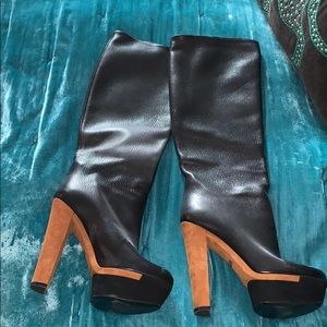 Gucci leather suede bottom tall boots